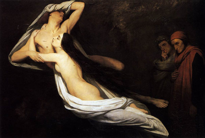 Ary Scheffer - The Ghosts of Paolo and Francesca Appear to Dante and Virgil 1835