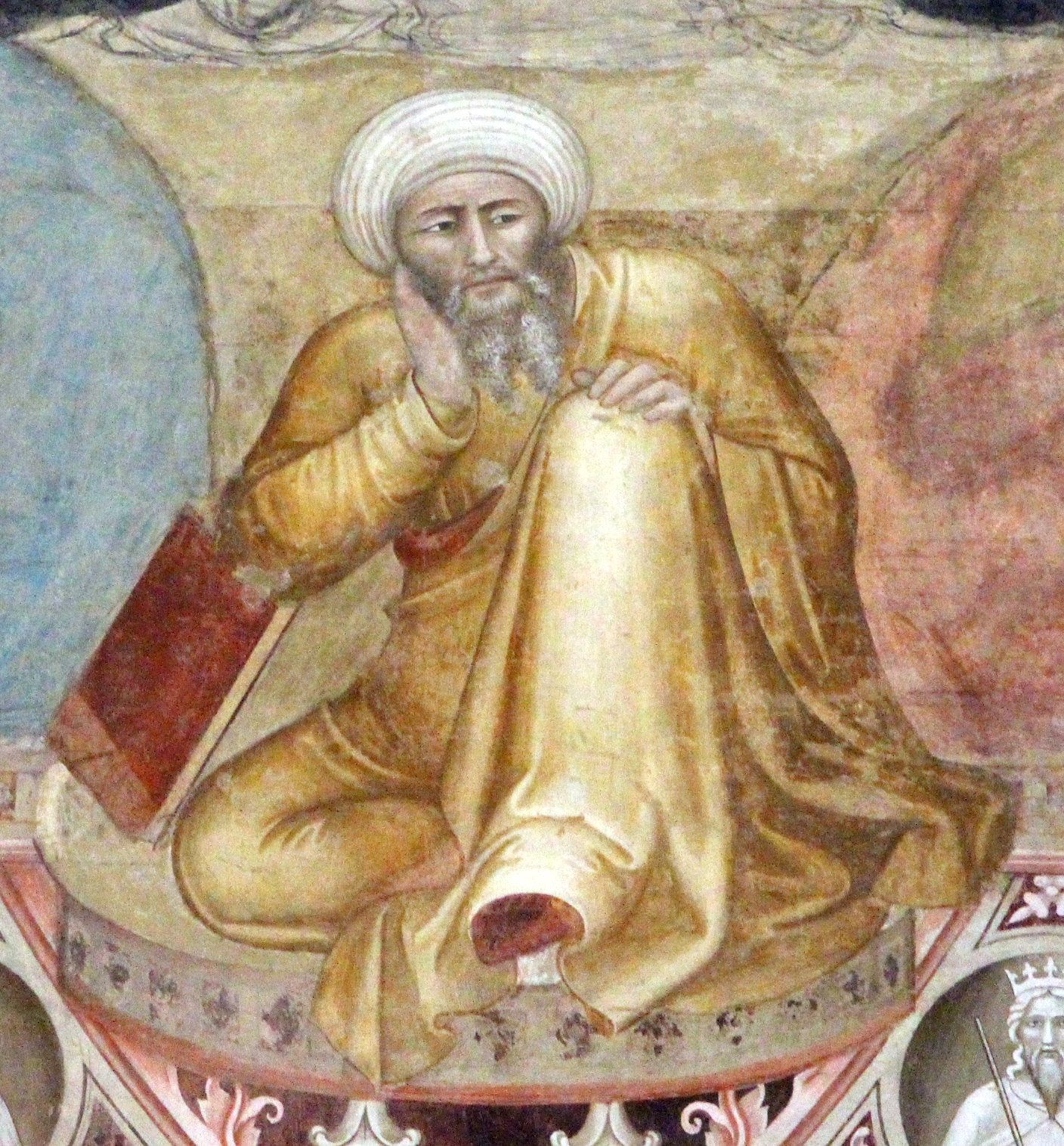 Averroè, part. del Trionfo di San Tommaso di Andrea di Bonaiuto. Cappellone degli Spagnoli di Santa Maria Novella, Firenze