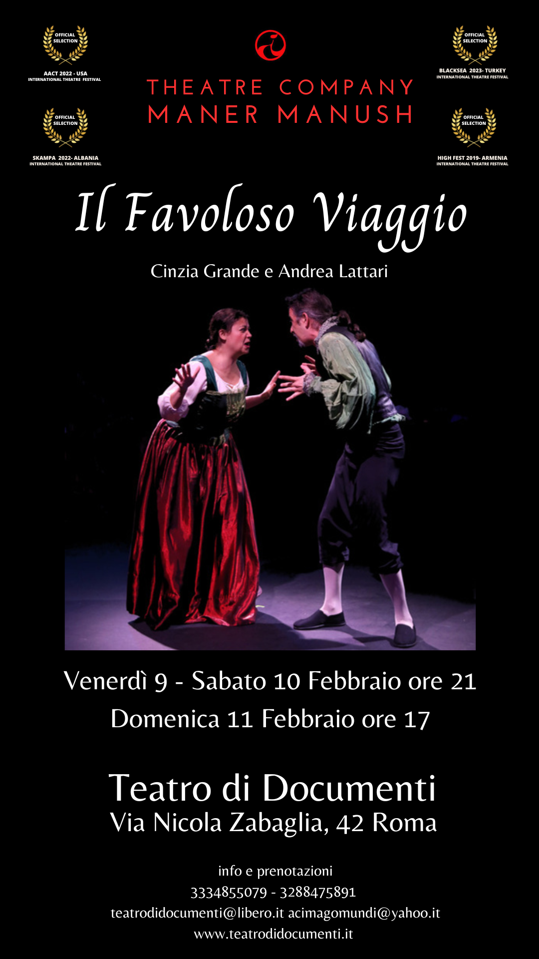 “Il favoloso viaggio” di Cinzia Grande e Andrea Lattari al Teatro Di Documenti dal 9 all’11 febbraio