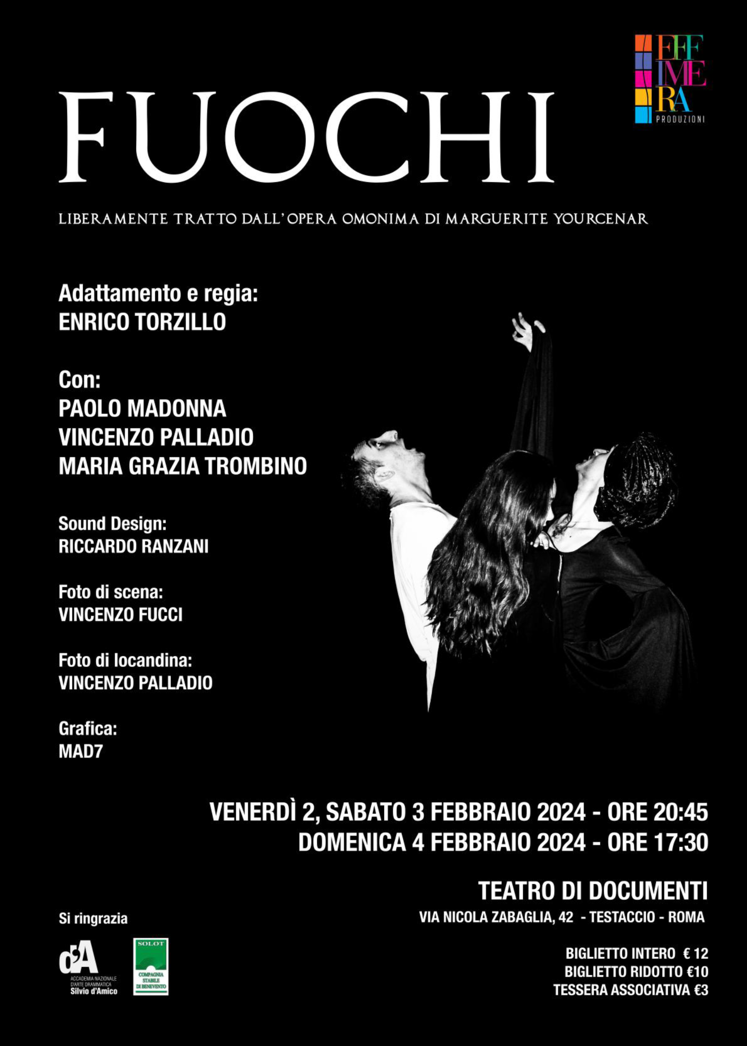 “Fuochi” di Enrico Torzillo al Teatro Di Documenti dal 2 al 4 febbraio: “l’amore è un castigo”