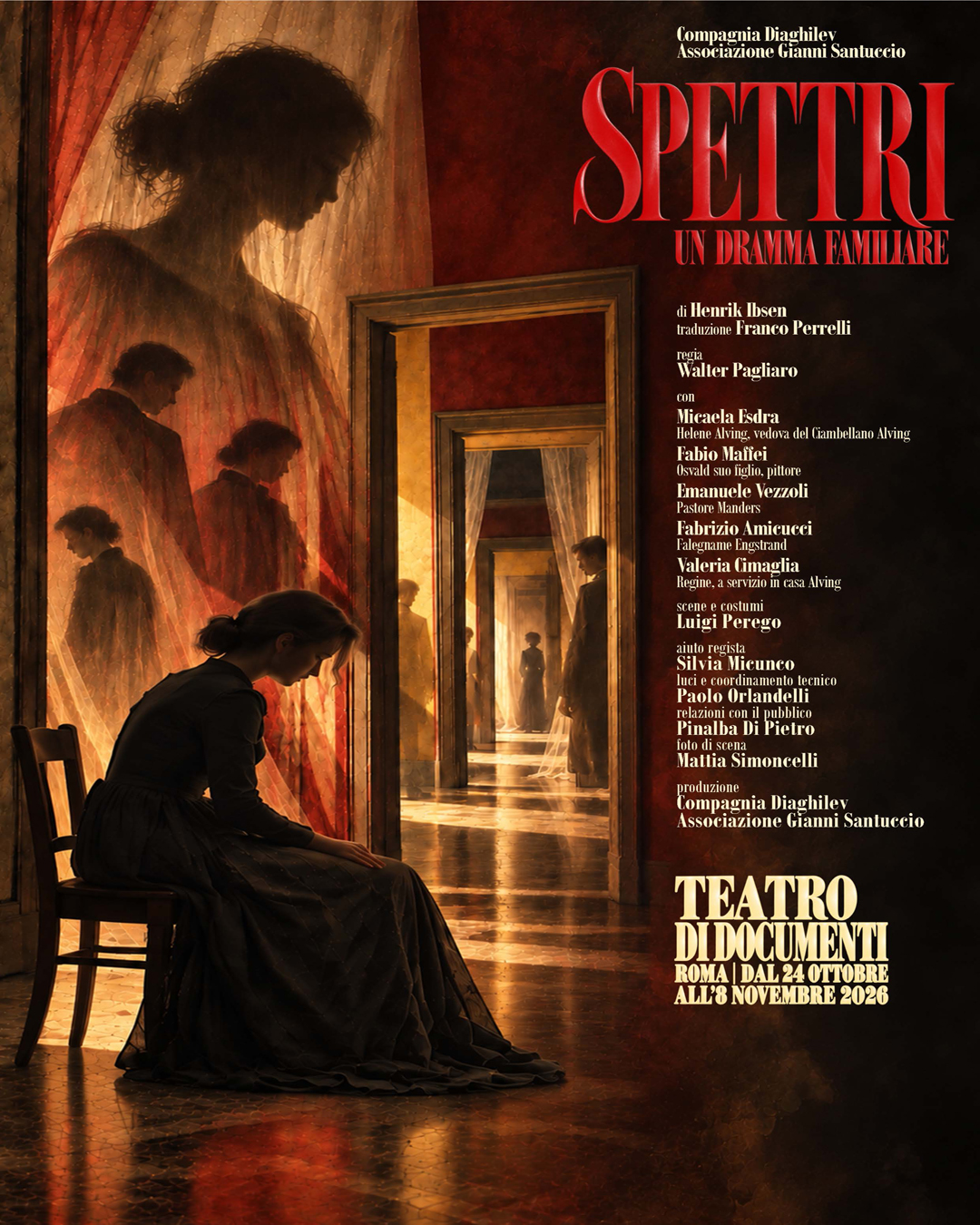 “Spettri” di Henrik Ibsen al Teatro di Documenti: Walter Pagliaro porta in scena le ombre della famiglia borghese
